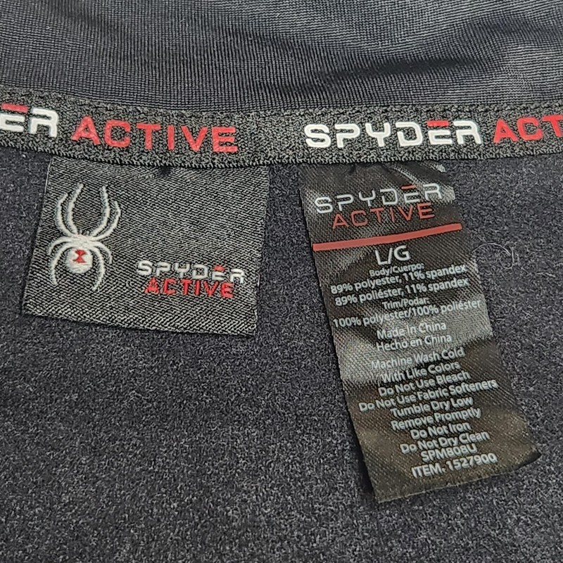 SPYDER Active Base Layer Mens L 1/4 Zip Pullover Black Spellout Athleisure Wick gallery