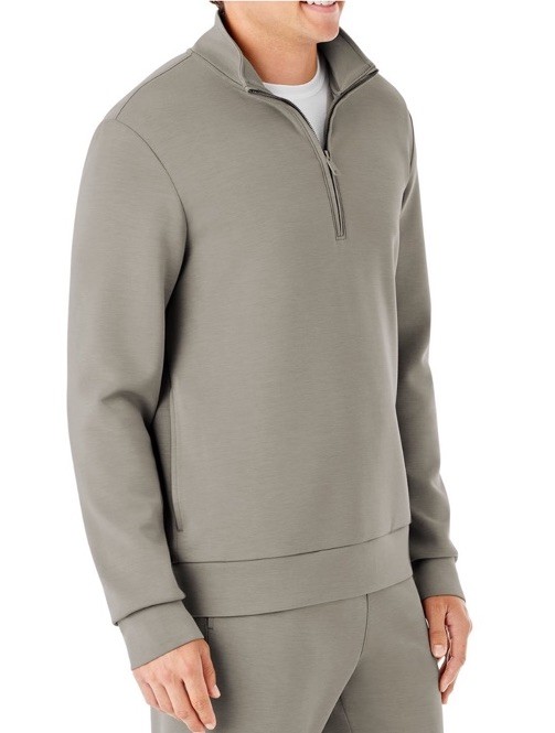 Member's Mark Men's Large Mock Neck Soft Taupe Sandwash Quarter Zip Pullover NWT gallery
