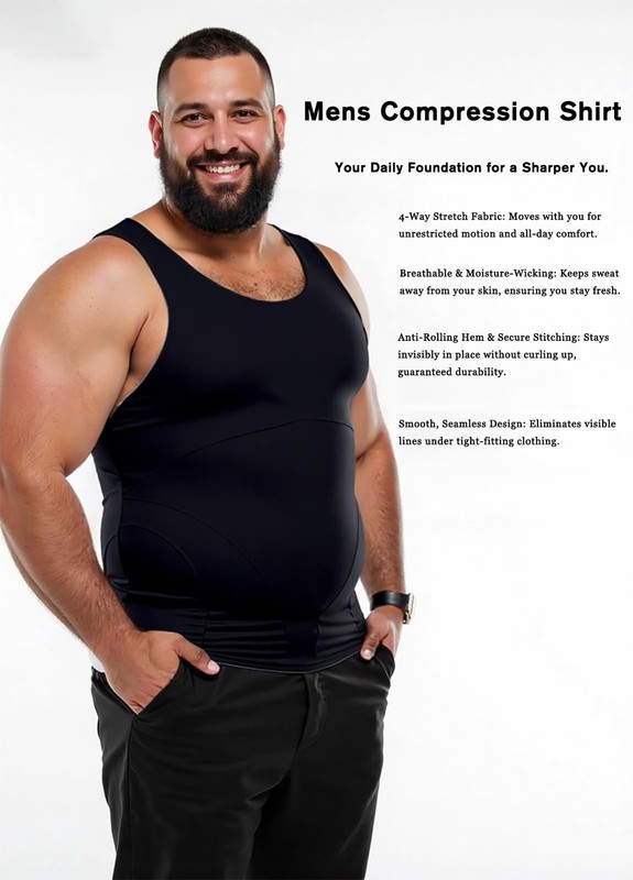 Men's Sleeveless Compression Undershirt Slimming Tummy Control Body Shaper gallery