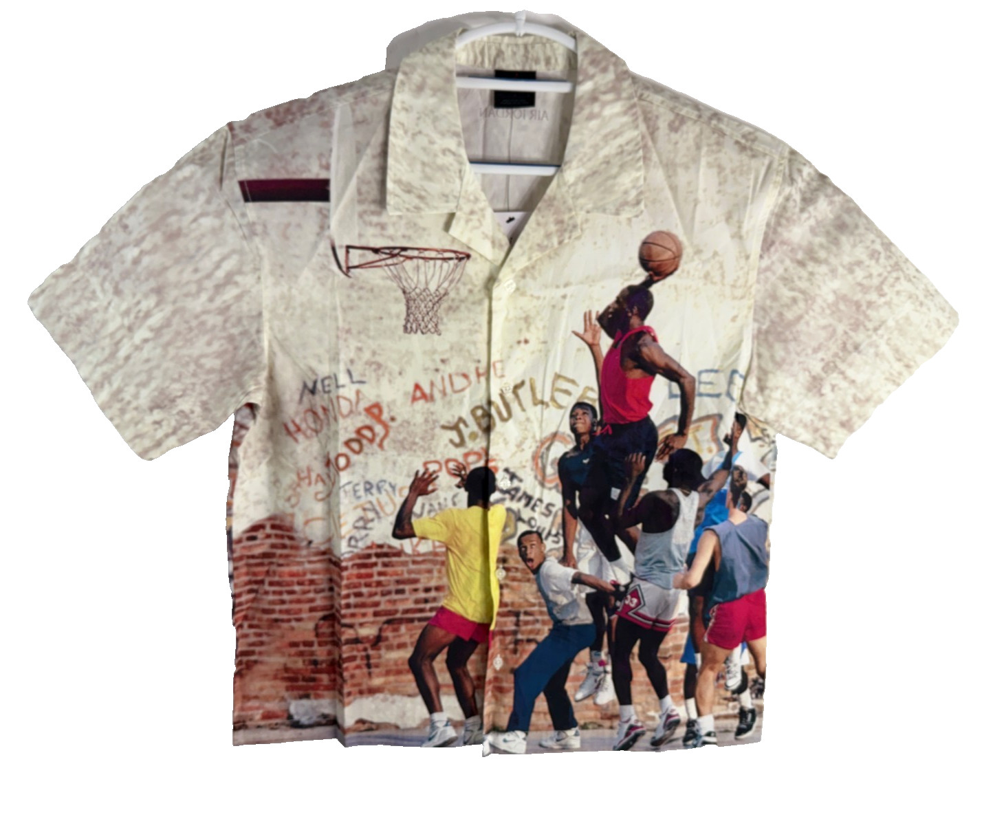 Air Jordan Camp Button Up Short Sleeve Lifestyle Shirt Sail Men`s L HF9347-133 gallery