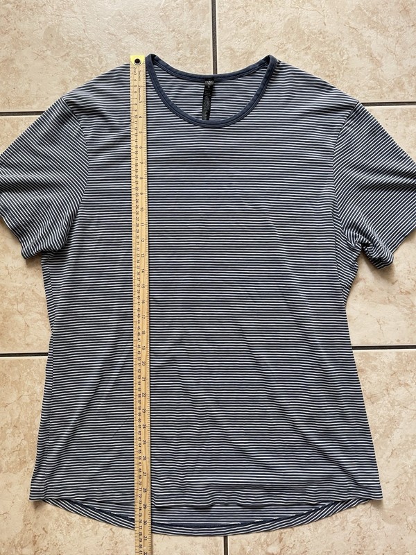 Lululemon 5 Year Basic Tee Men’s Short Sleeve Blue Large Stripe Classic T-Shirt gallery
