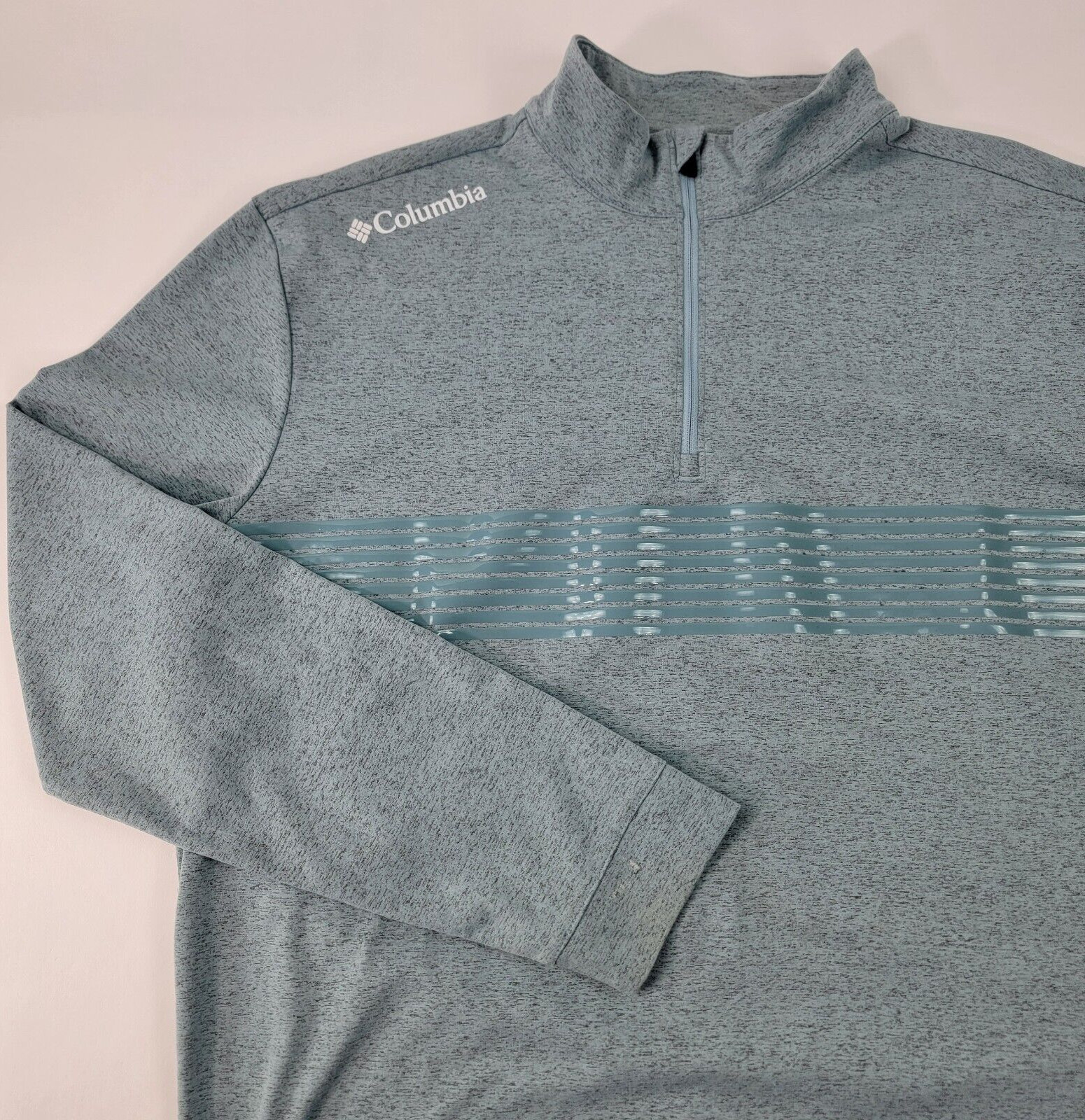 Columbia Golf Mens Pullover Jacket Large Grayish Green 1/4 Zip Logo Lightweight gallery