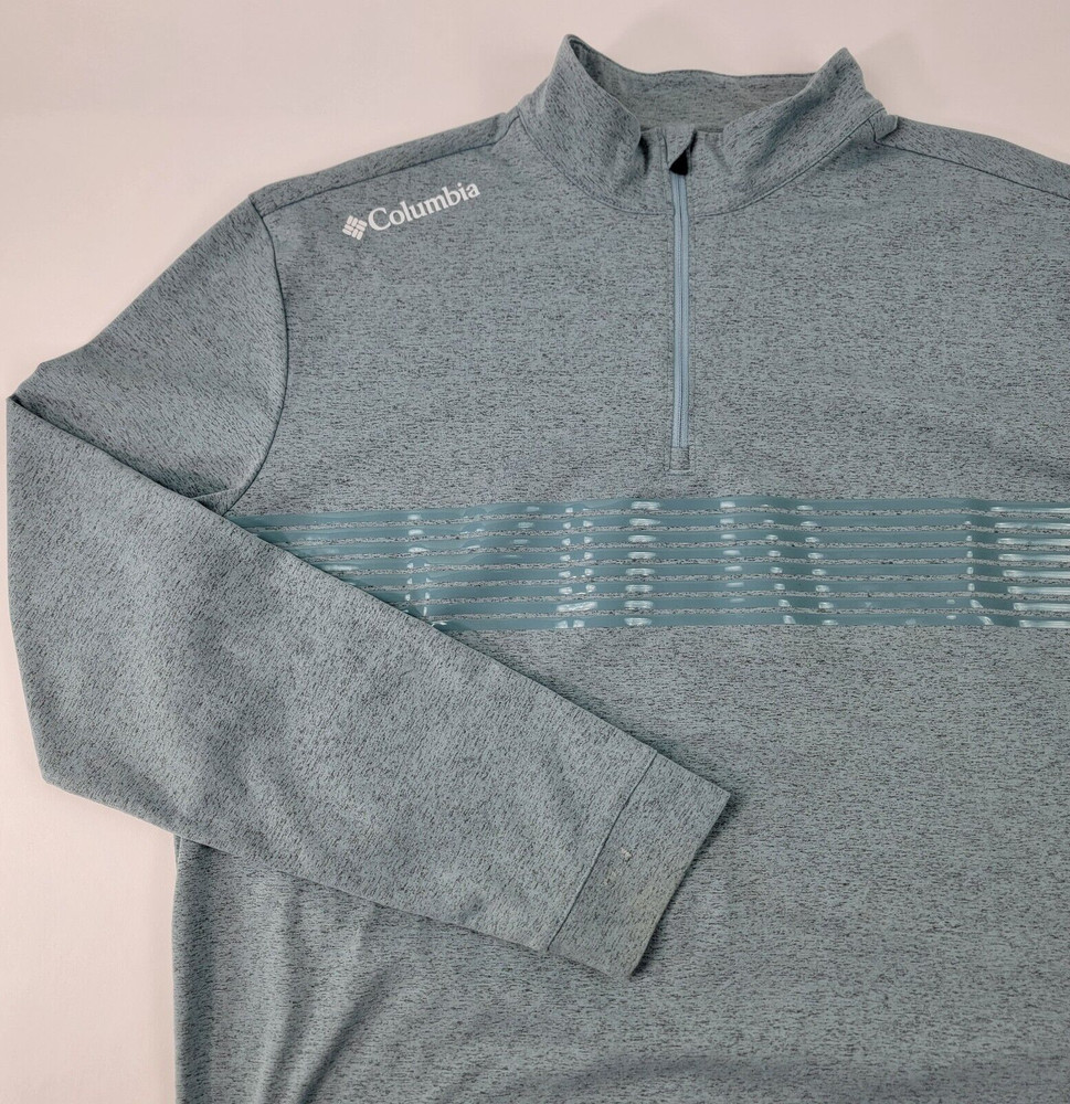 Columbia Golf Mens Pullover Jacket Large Grayish Green 1/4 Zip Logo Lightweight