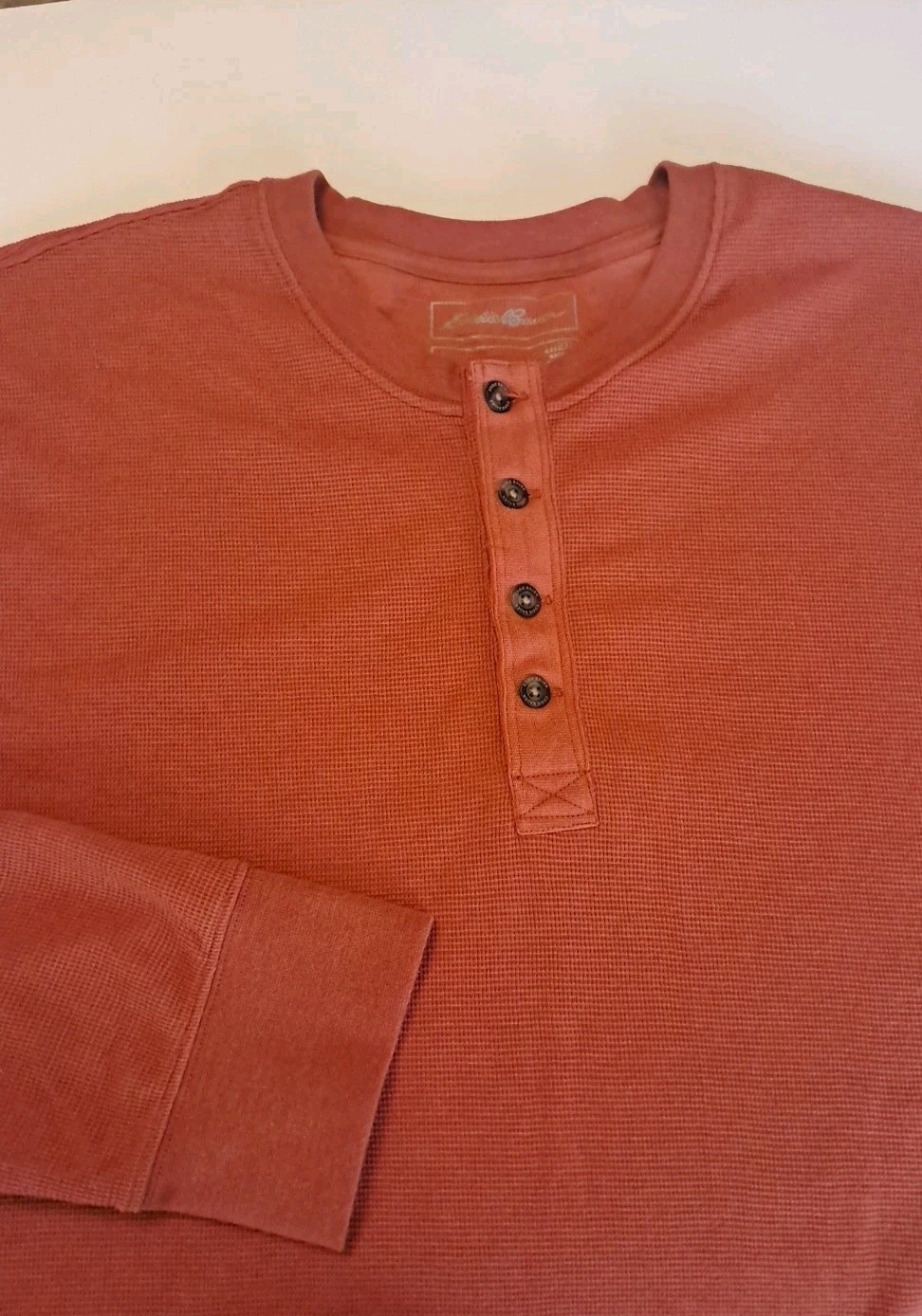 Eddie Bauer Mens Henley Knit Long Sleeve Terracotta 2XL Thermo Shirt Base Layer gallery