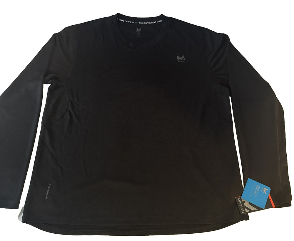 NEW Mission VaporActive Cooling Shirt Mens XXL Black UPF 50 Long Sleeve NWT