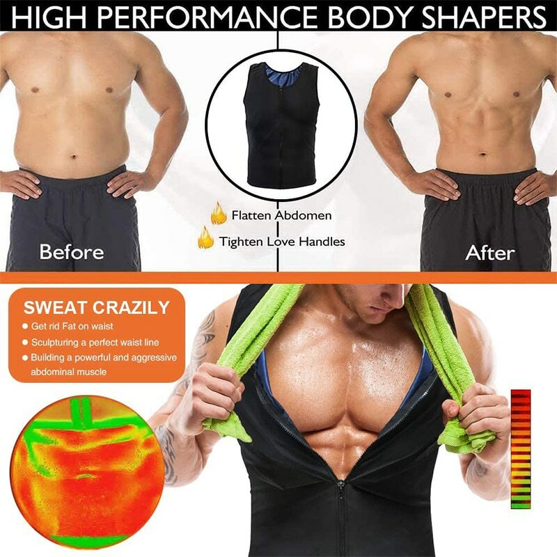 Men's Sauna Vest Waist Trainer Weight Loss Heat Trapping Sweat Enhancing Workout gallery