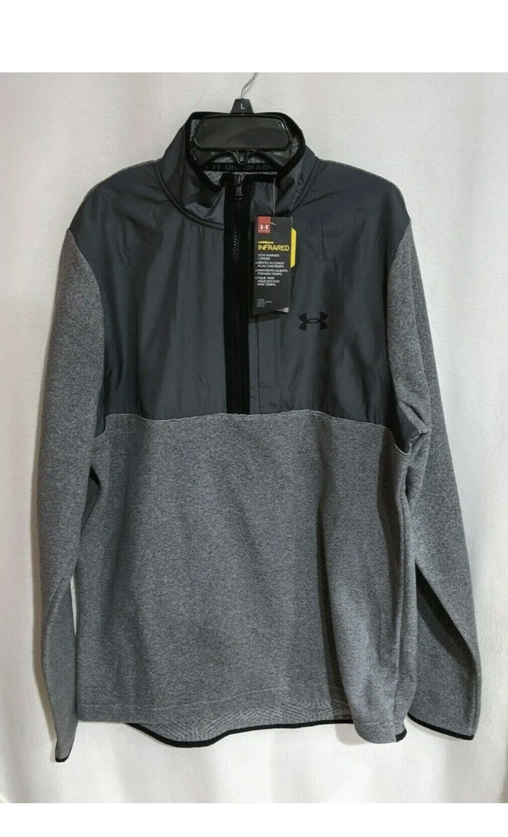 Under Armour Men's Grey/Black Armour Fleece 1/2 Zip Top (1357088-012) Size M gallery