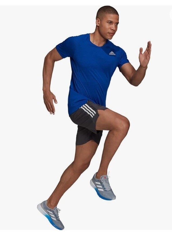 Adidas Men's Runner Blue Athletic TShirt Gray Training Running Gym EUC Size XL gallery