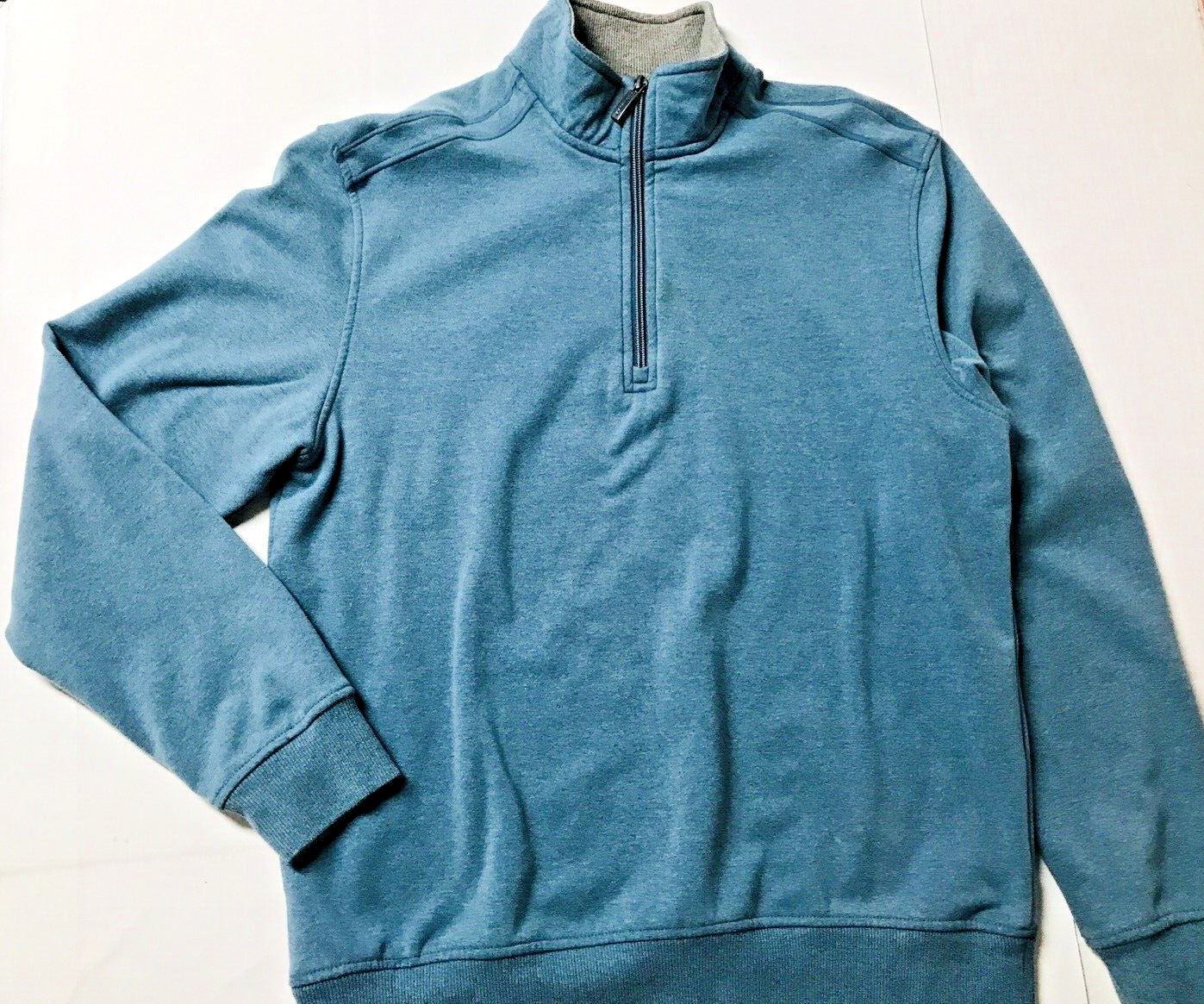 Van Heusen Flex Men's M Pullover Knit Jersey 1/4 Zip Blue Pullover Sweatshirt gallery