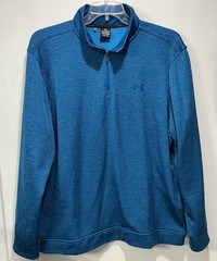 UNDER ARMOUR UA GOLF STORM 1/4 Zip Pullover Blue Stripes Mens XXL