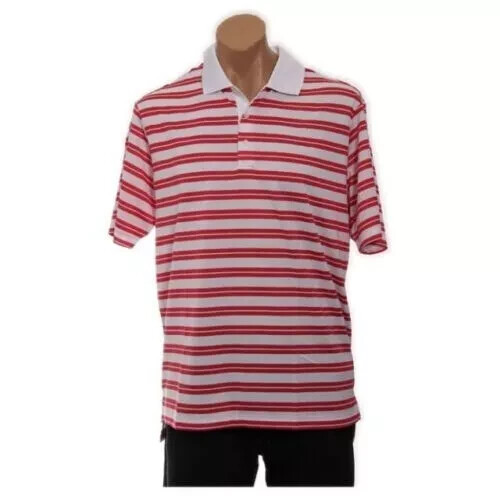 Adidas Golf Polo Collar Men Shirt Red White Stripe(SP3008F2)SIZE MEDIUM NWT $50 gallery