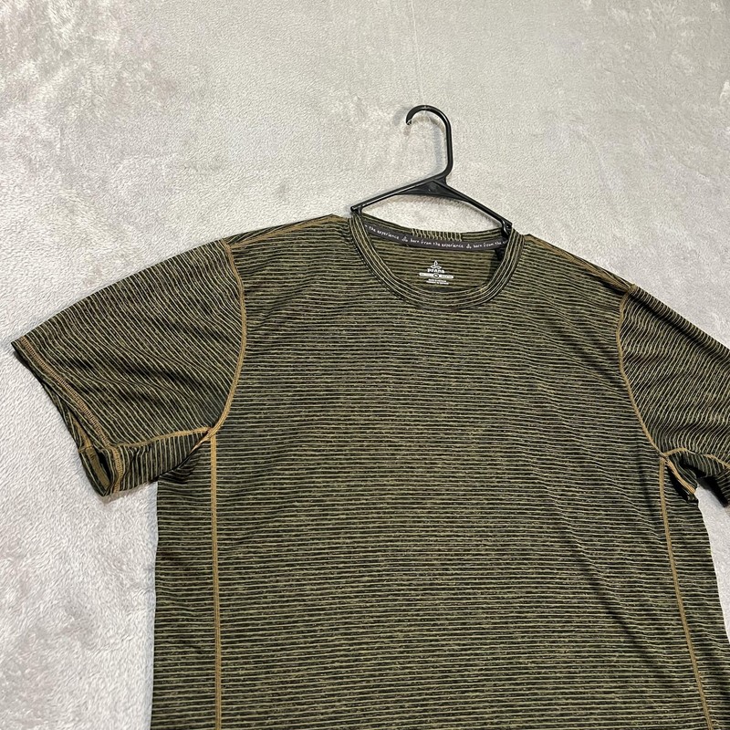 prAna Hardesty Shirt Mens XL Green Black Stripe Breathe Performance Athletic gallery