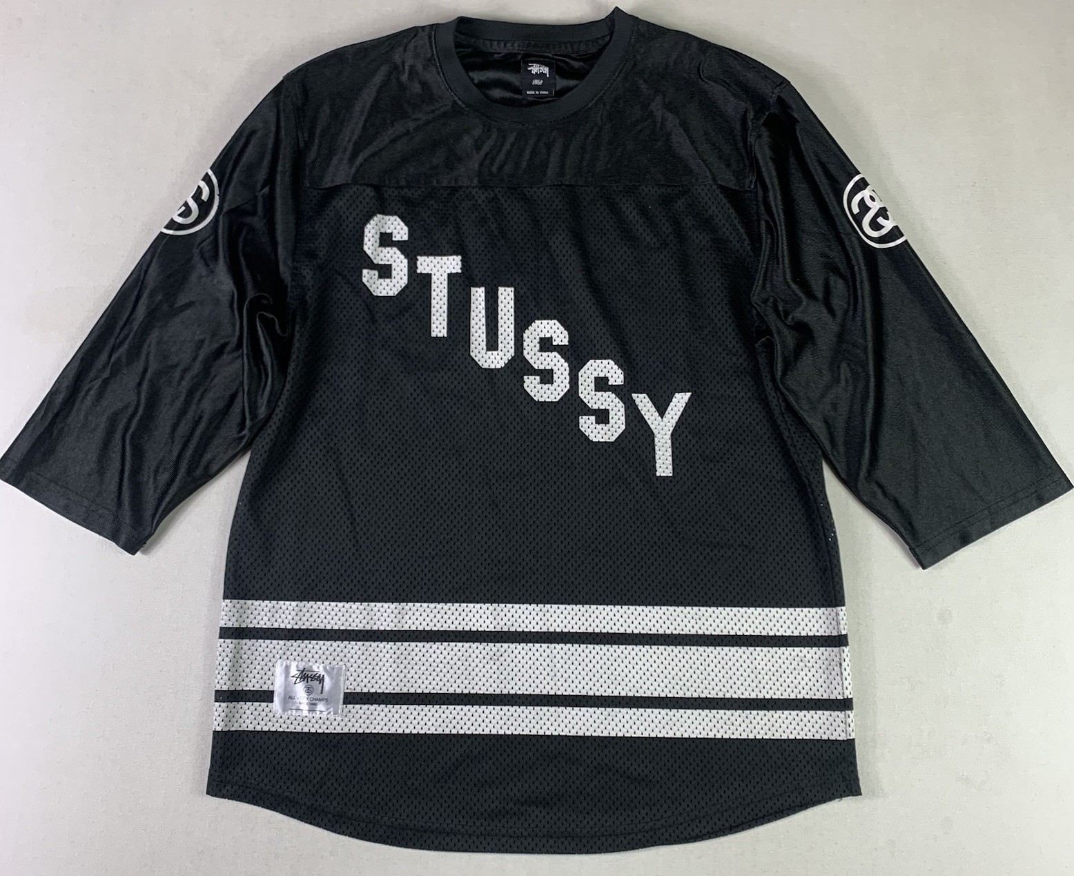Stussy Jersey Mens Large black 80 Y2K All City Champs Mesh Long Sleeve gallery
