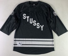 Stussy Jersey Mens Large black 80 Y2K All City Champs Mesh Long Sleeve