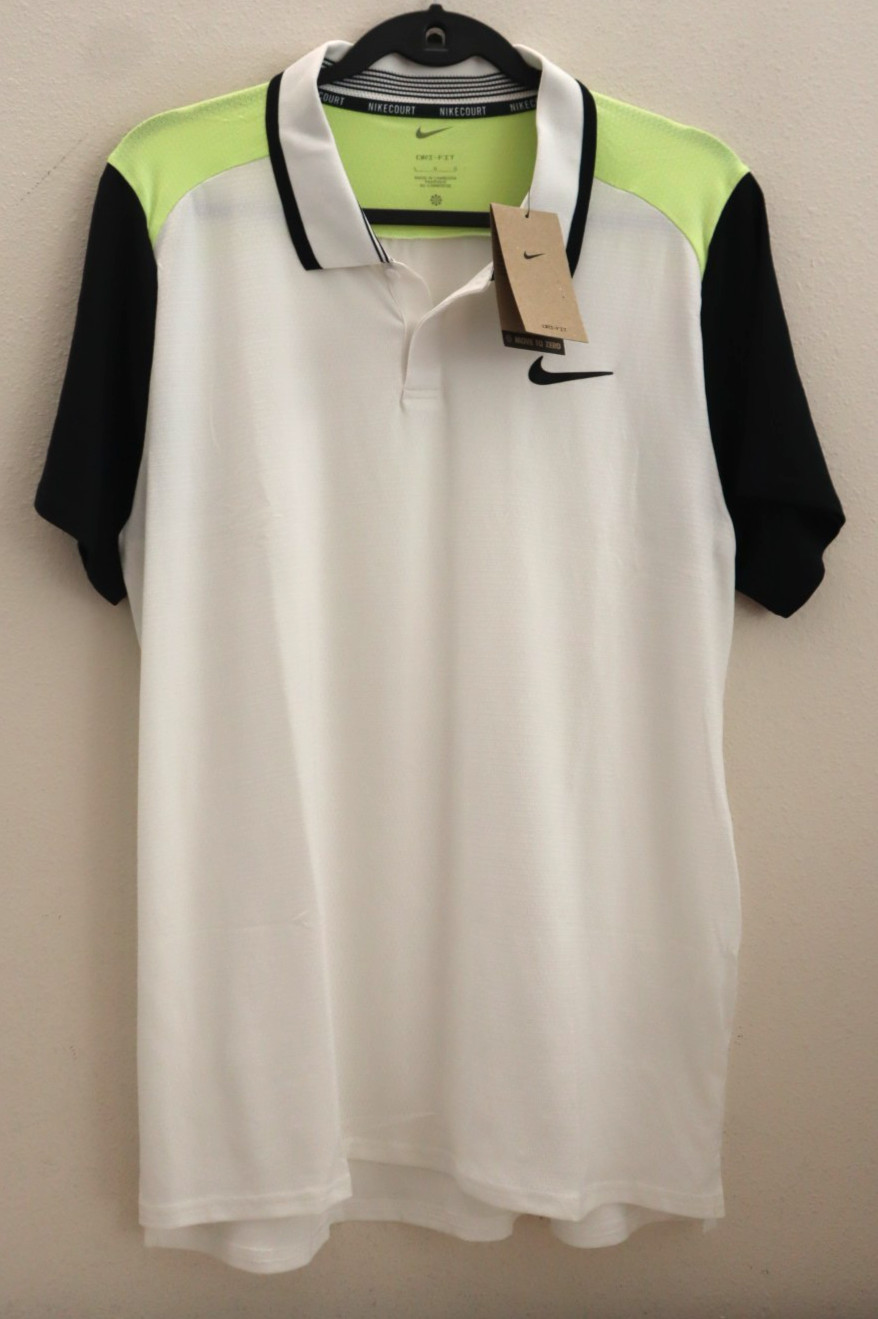 Nike Court FD5314-101 Men's Sz L White Dri-Fit Advantage S/S Tennis Polo Shirt gallery