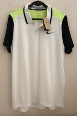 Nike Court FD5314-101 Men’s Sz L White Dri-Fit Advantage S/S Tennis Polo Shirt