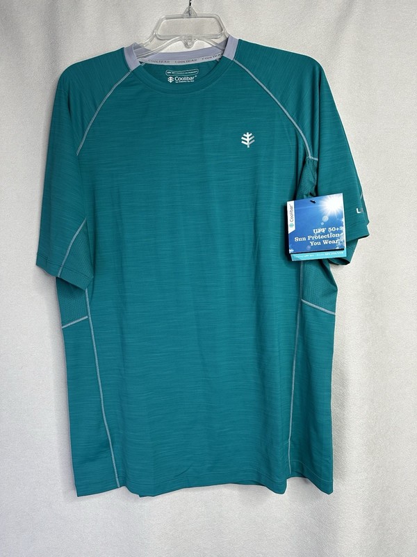 Coolibar Performance Tee Mens M UPF 50 Sun Protection Deep Teal Short Sleeve gallery