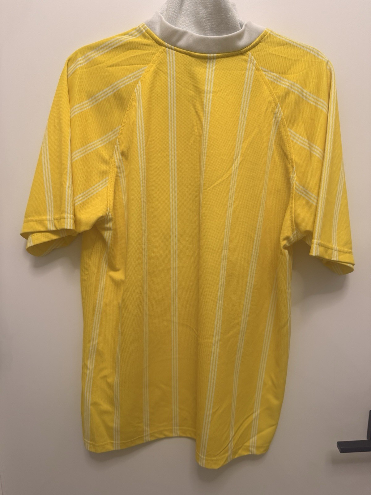 Adidas Referee Shirt Mens XL Yellow Striped Two Pocket Soccer V Neck Polo Collar gallery