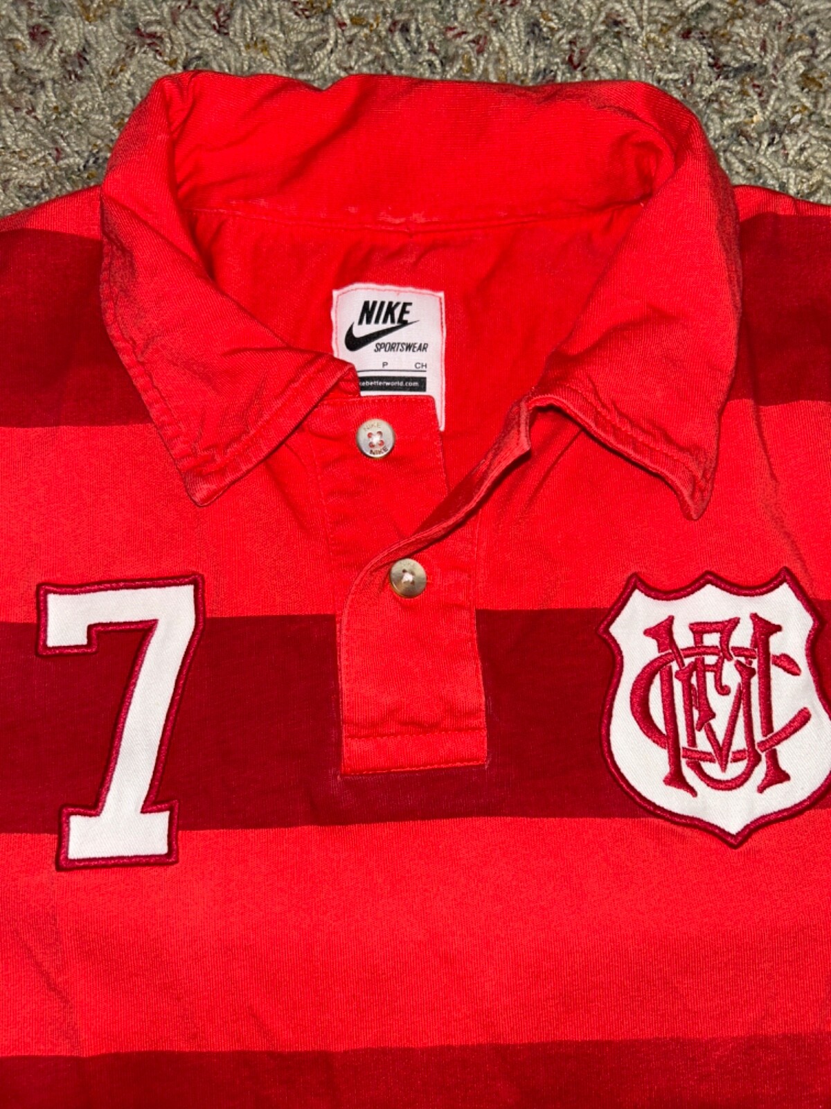 Nike Sportswear Manchester United Polo Shirt Red MUFC Futbol Soccer Logo #7 S gallery