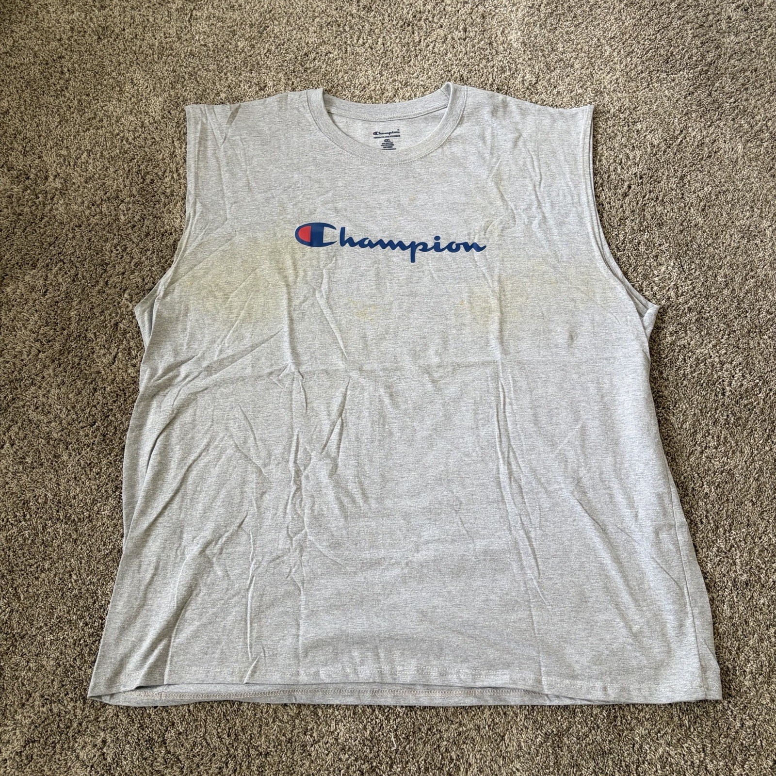 Champions Men’s Script Logo Gray Jersey Muscle Tank Top 4XL gallery
