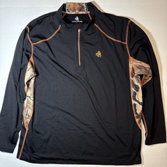 Legendary Whitetails Quarter Zip Pullover Mens XL Black Camo Hunting Base Layer