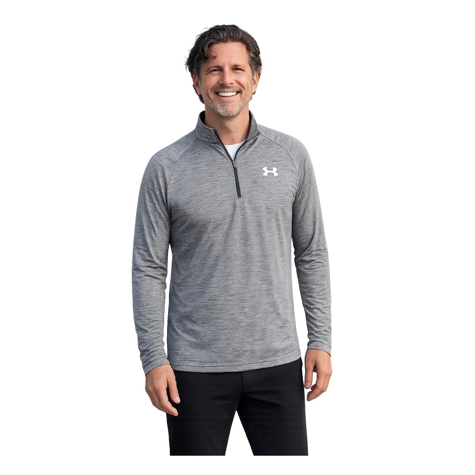 Under Armour Men's UA Tech Half Zip Pullover Top Space Dye Black Large gallery