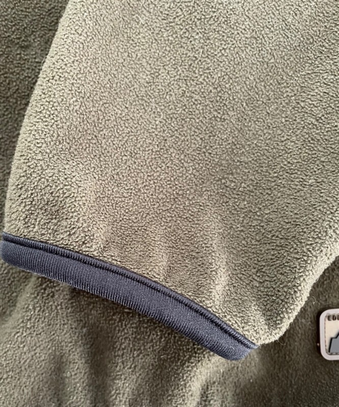 Eddie Bauer Long-Sleeve Crewneck Fleece Shirt. Olive Green w Black Trim. Mens S gallery