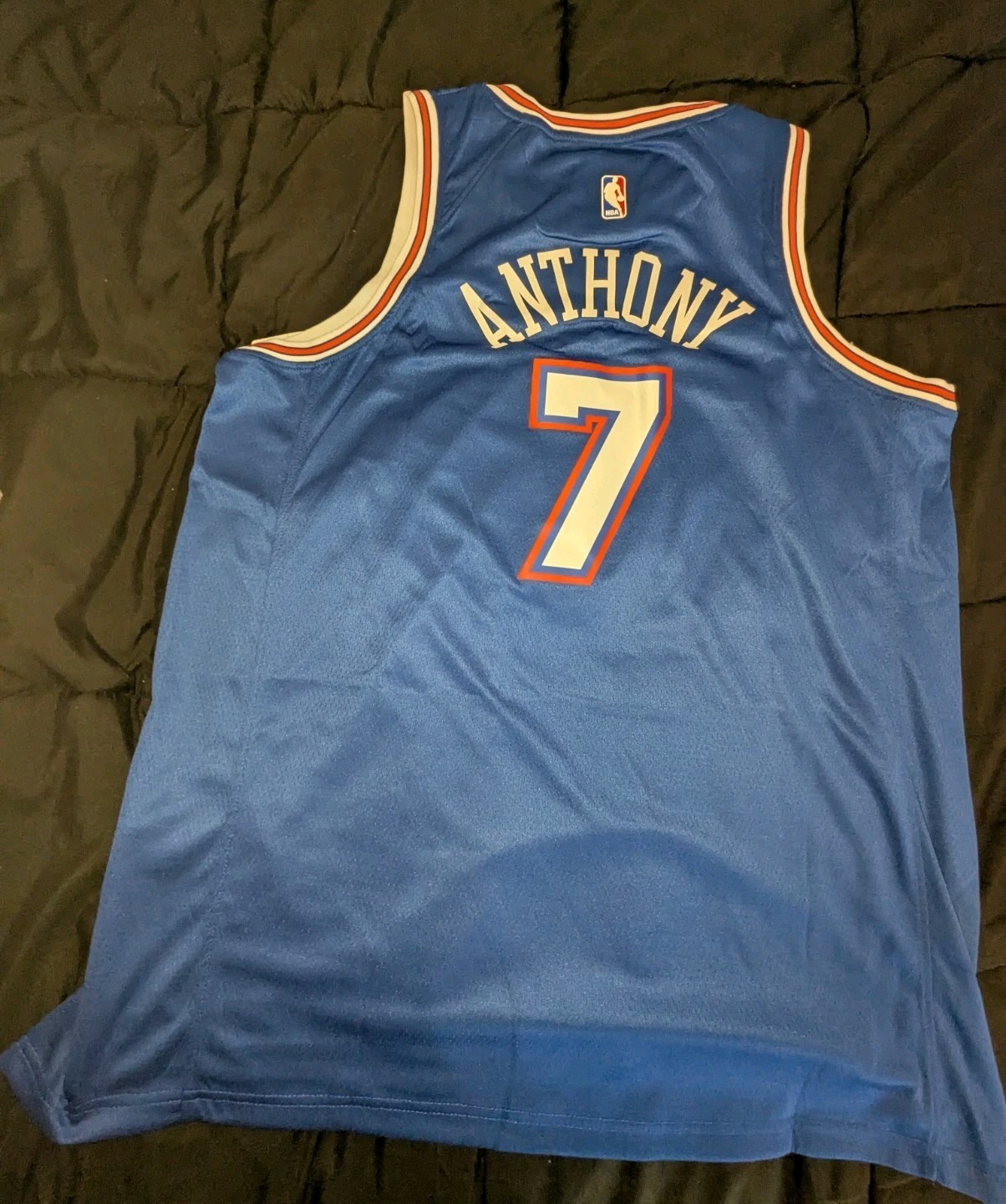 Large Carmelo Anthony #7 New York Knicks Blue NBA Basketball Jersey New Jordan gallery