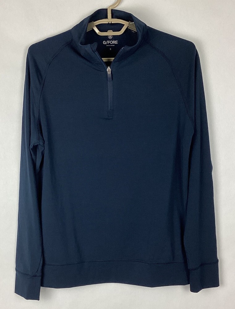 G/FORE Mens 1/4 Zip Pullover Luxe Staple Midlayer G4 Sz S Blue Blend LS New