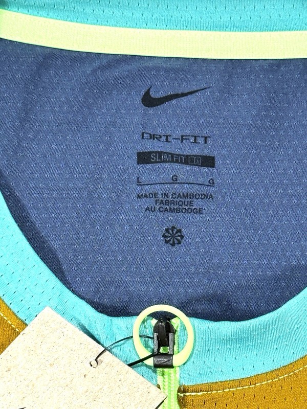 NWT! Nike Court Dri-Fit ADV Tennis Shirt Gold Teal-DD8321-718-Men’s L gallery