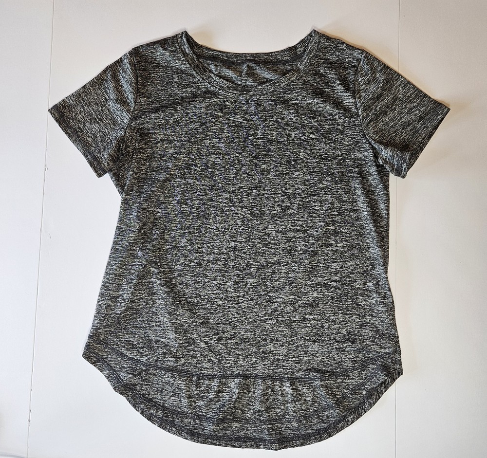 Dark Heather Gray Athletic Short Sleeve T-Shirt, 95% Polyester 5% Spandex