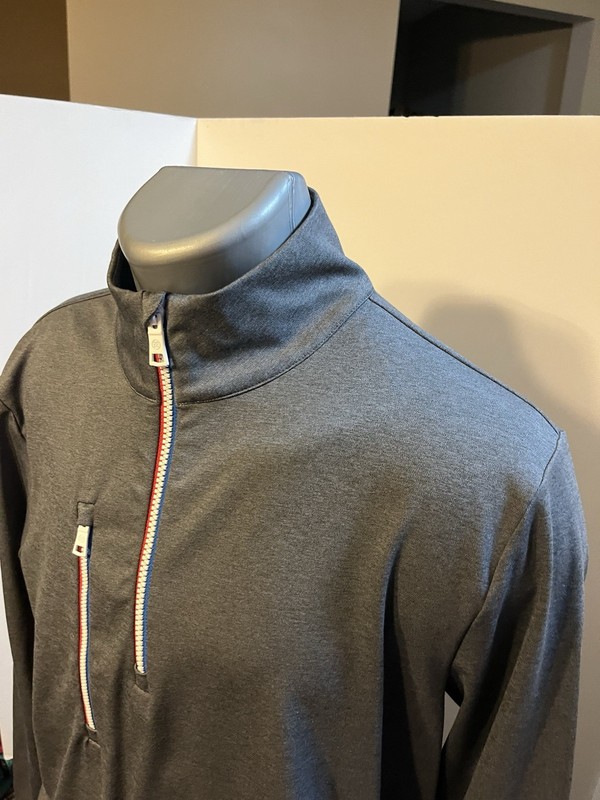 G/FORE Men’s LS 1/4 Zip Pullover Gray Poly Blend Athletic Cut Meadowbrook Logo gallery