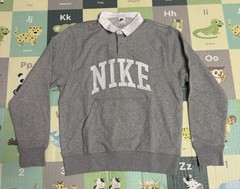 Nike Club Fleece Long Sleeve Rugby Polo Mens Sz Medium Grey White FN3112-063 NEW