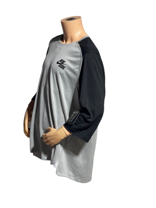Nike BSBL 3/4 Raglan Baseball Top Shirt Black Gray BQ6598-010 Men’s M NWT Trout gallery