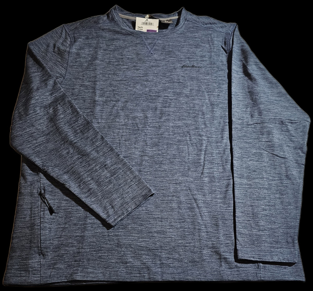 Eddie Bauer Tech Crew XXL Indigo Pullover LS Activewear With Side Pocket
