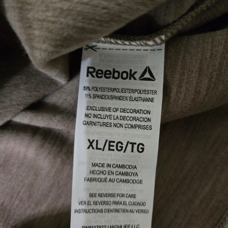 Reebok Mens Quarter Zip Mock Neck Pullover Driftwood Heather XL gallery