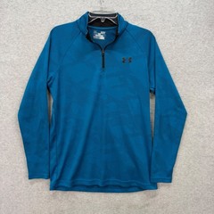 Under Armour Pullover Mens Small Blue Camo 1/4 Zip HeatGear 1285095 Active Gym