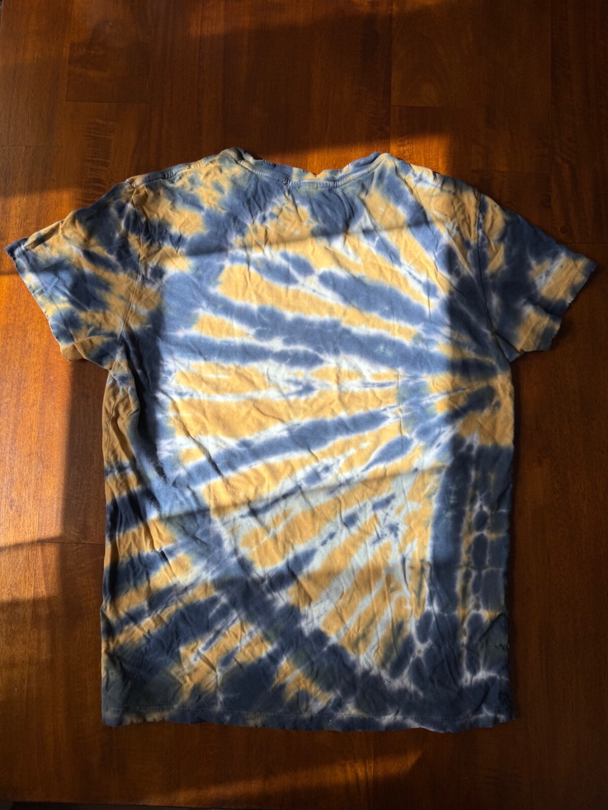 Alternative Men's Distressed Tie Dye T-Shirt - Medium, Vintage, Blue and Yellow gallery