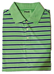 Ping Performance Men’s Green and Blue Striped Short Sleeve Pullover Polo Size L