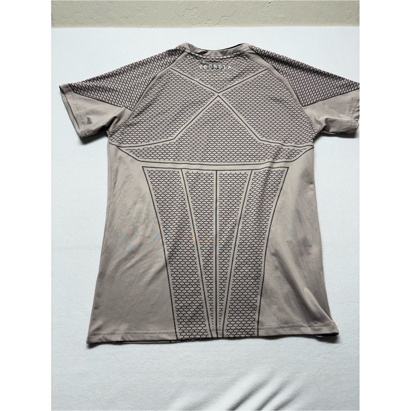 YoungLA Batman Superhero Compression Shirt Tan Black Armor Print Mens XL Gym Tee gallery