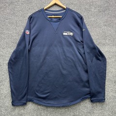 Nike NFL Onfield Apparel Seattle Seahawks Pullover Men M Navy Blue Long Sleeve