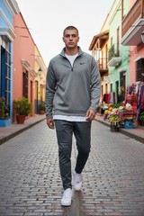 Nike Men’s Dri-Fit Gray With Black Logo Athletic Sweater, Size Large