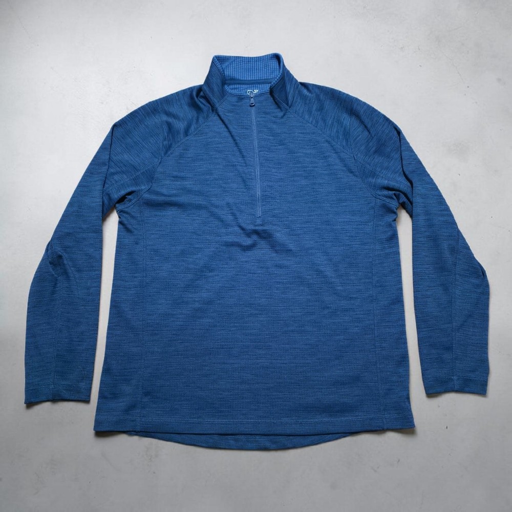 Vineyard Vines Performance Mens Medium 1/4 Zip Long Sleeve Blue Golf Pullover