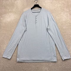 Hylete Henley Shirt Mens Size XL Blue Long Sleeve Athleisure Yoga Training