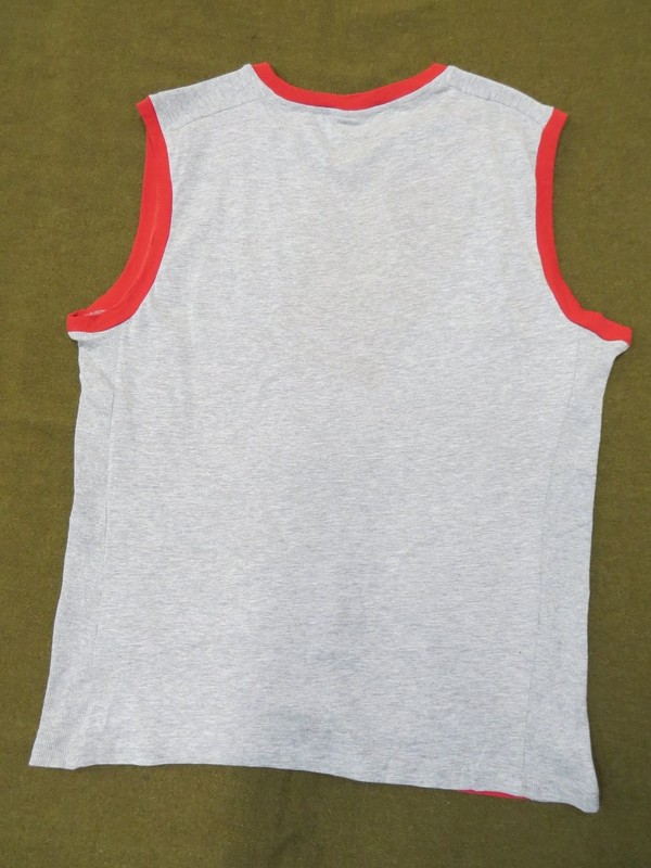 PRESTIGE Men's Activewear Tank Top Red Grey XL 100% Cotton Ribbed Panels gallery