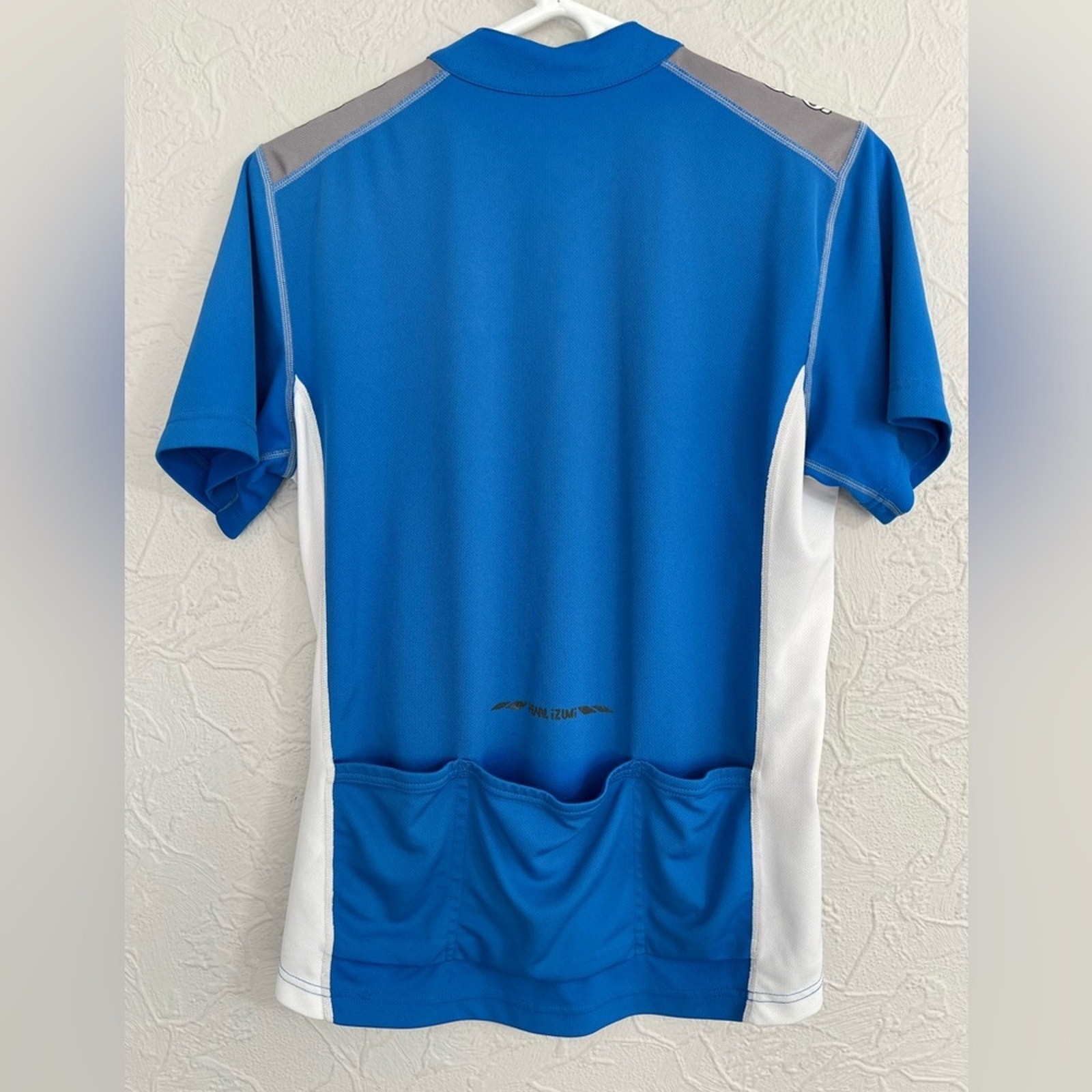 Pearl Izumi Select Cycling Jersey Medium Blue White 1/2 Zip Select Series EUC gallery