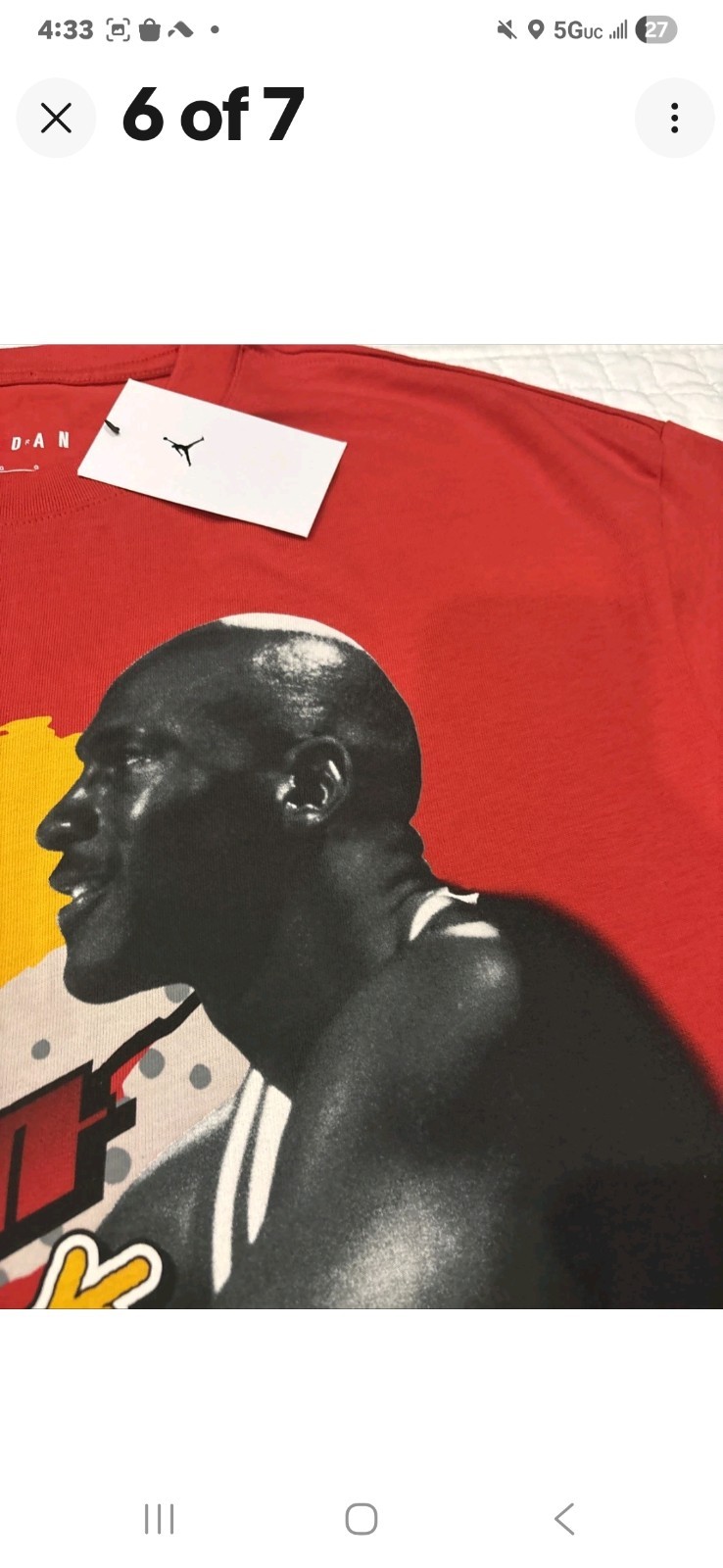 NWT men's XL nike Air Jordan 1985 Statement Motorsport fire Red Shirt IB8814-671 gallery