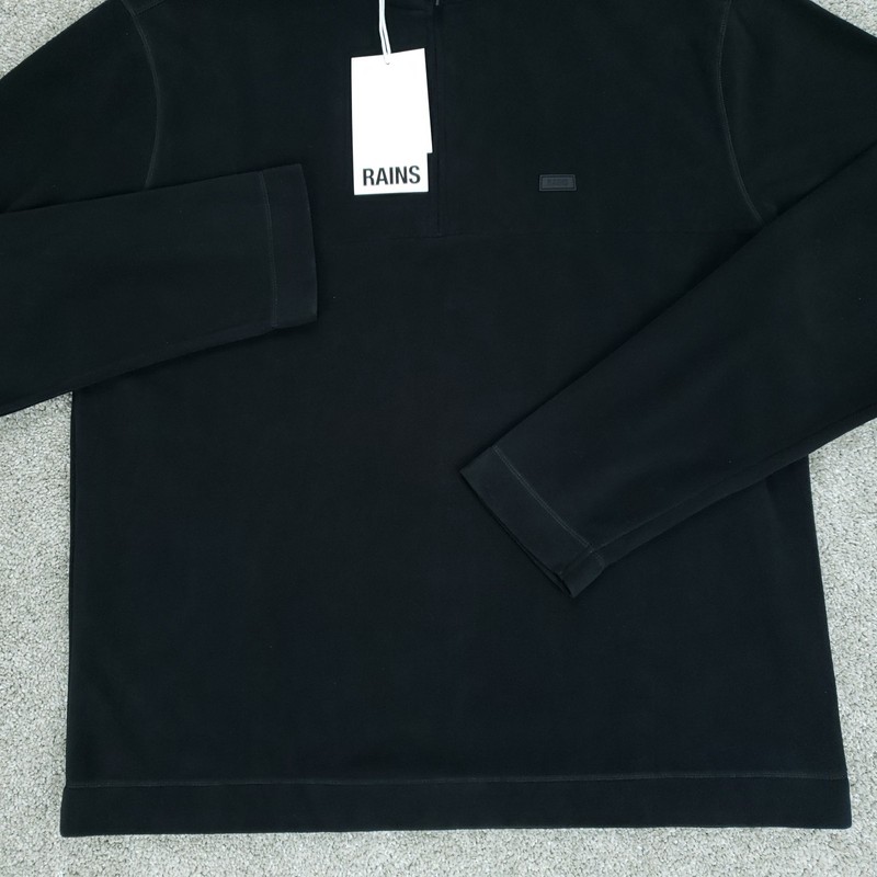 RAINS Addis Fleece 1/2 Zip Mens Large Black Lightweight Microfleece gallery