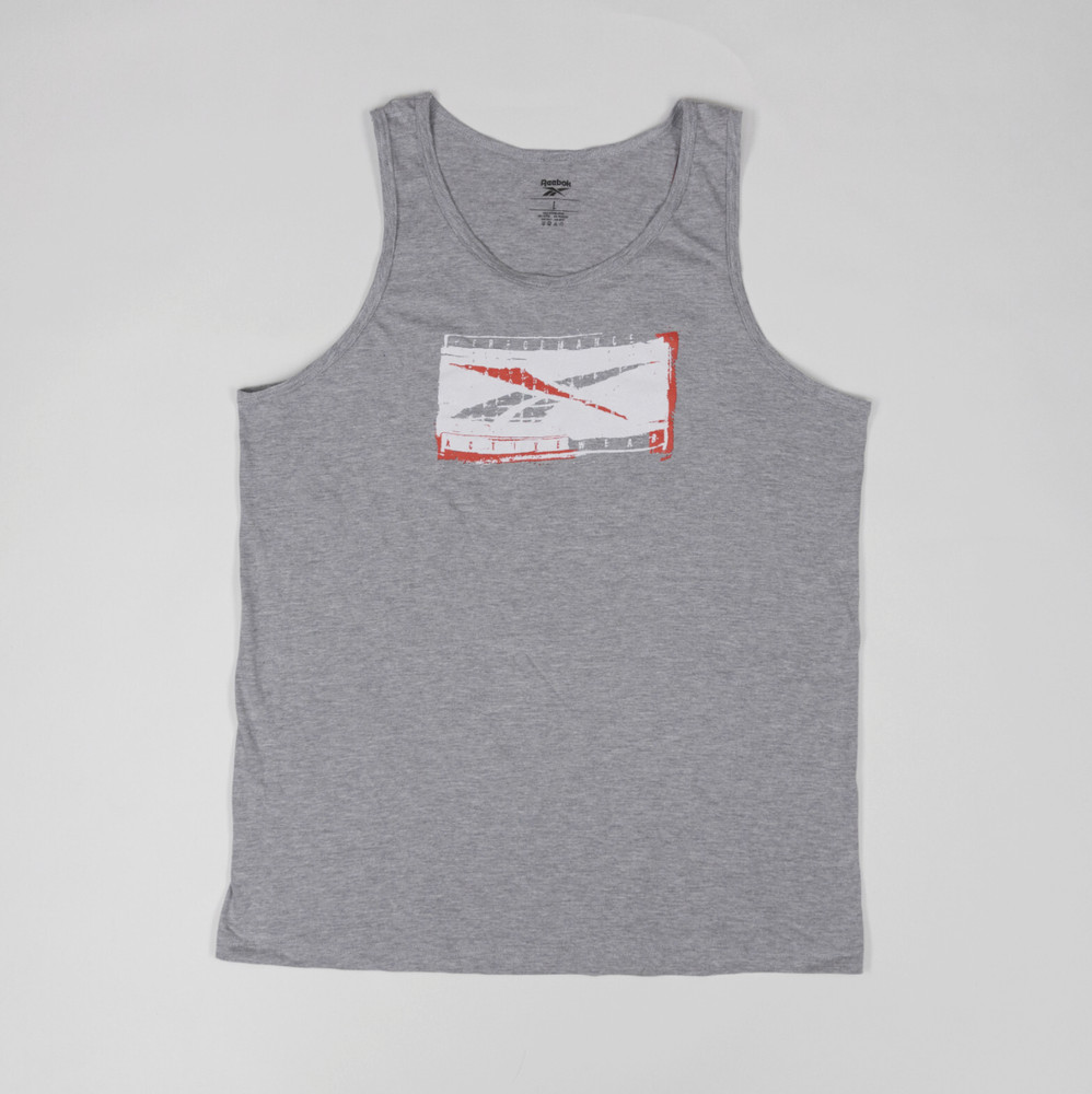 Reebok Men Graphic Tank Gray Size 2XL