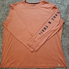 Lake & Trail Shirt Men 3XL XXXL Orange Lightweight Outdoors Graphic Long Sleeve